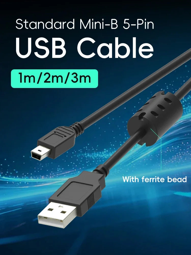 Data Frog USB A to Mini-B 5Pin Cable 1m/2m/3m For PSP1000/2000/3000 NDSi PS3 Controll alternate view
