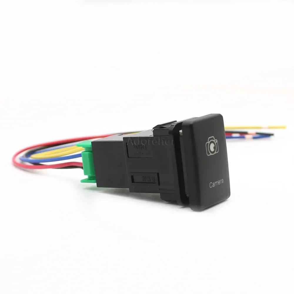 Blue LED Light Car Front Camera Switch Push Button with Wire for Toyota detail view