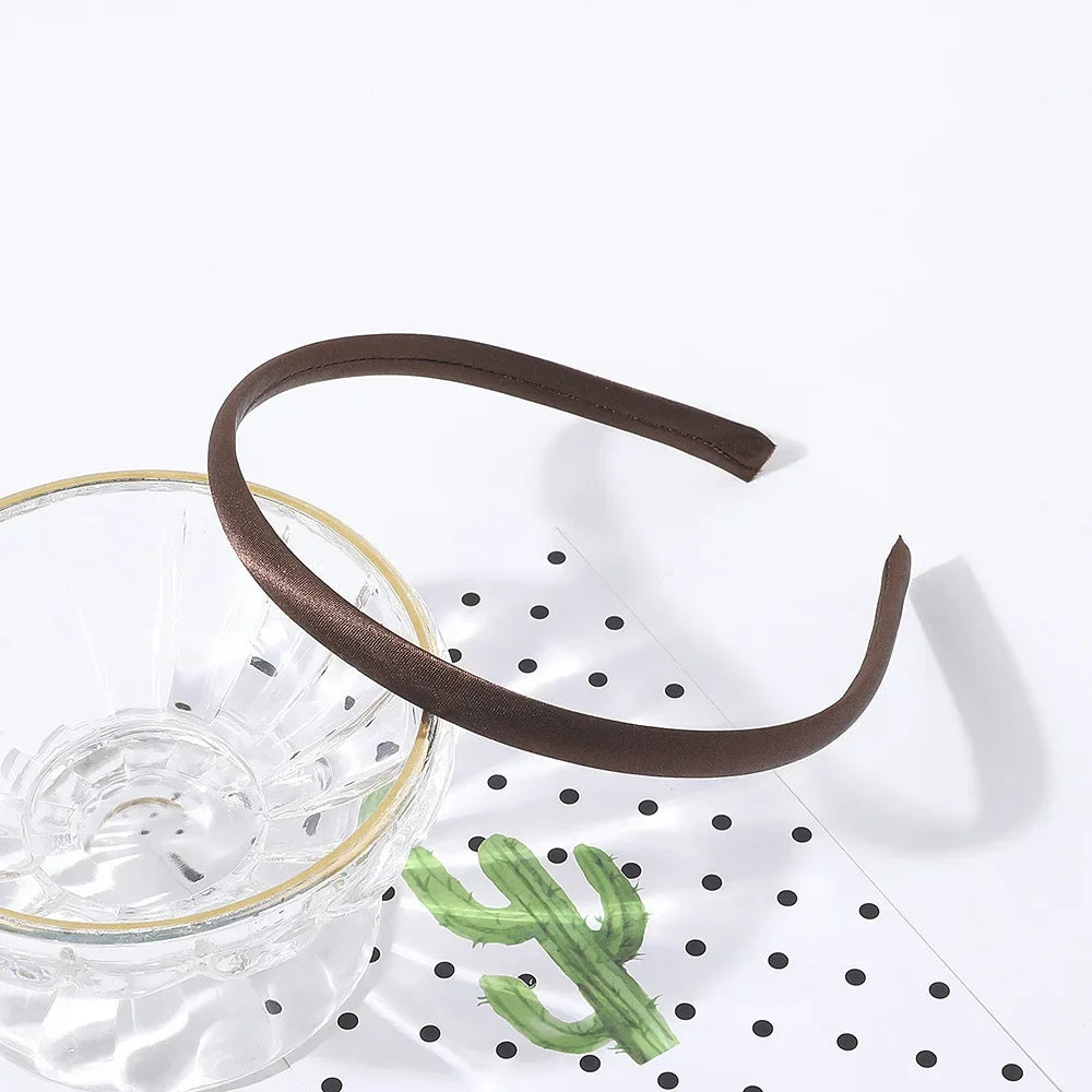 10mm Satin Headband Women Girls Fabric Covered Resin Hairbands Plastic Headbands Kids alternate view
