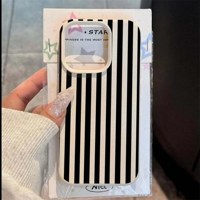 Colorful Striped Minimalist INS Couple Phone Case For iPhone 18 17 16 11 13 12 14 15 alternate view