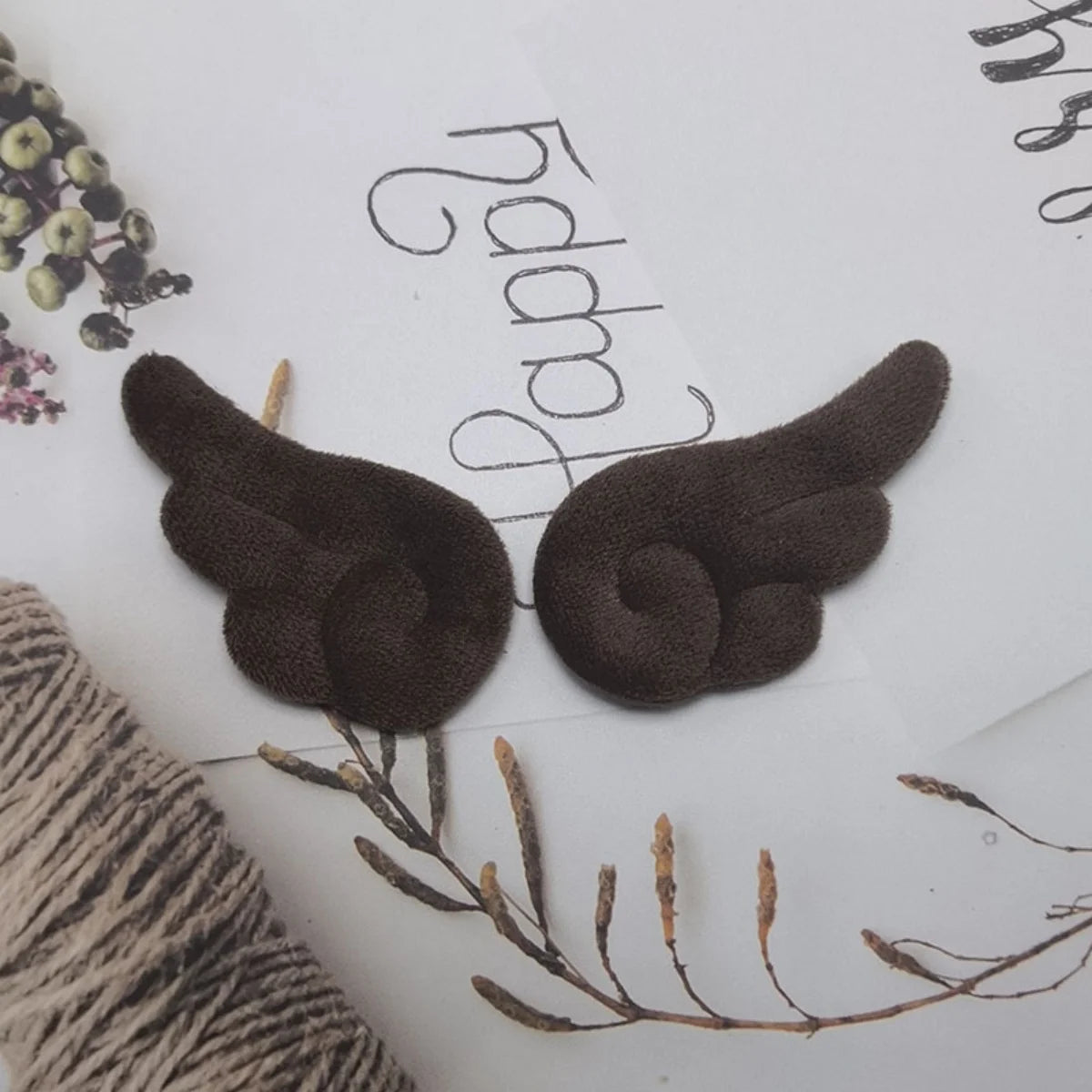 2Pcs  double-sided plush angel wings diy accessories cake card cap socks clothing toy decoration materials
