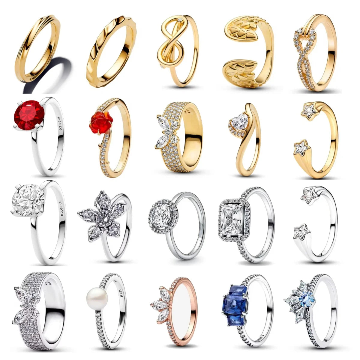 2026 Hot Selling 925 Silver Size 6 7 8 9 Rose, Butterfly,Snowflake Zircon Ring for Women's Parties,