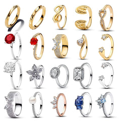 2026 Hot Selling 925 Silver Size 6 7 8 9 Rose, Butterfly,Snowflake Zircon Ring for Women's Parties,