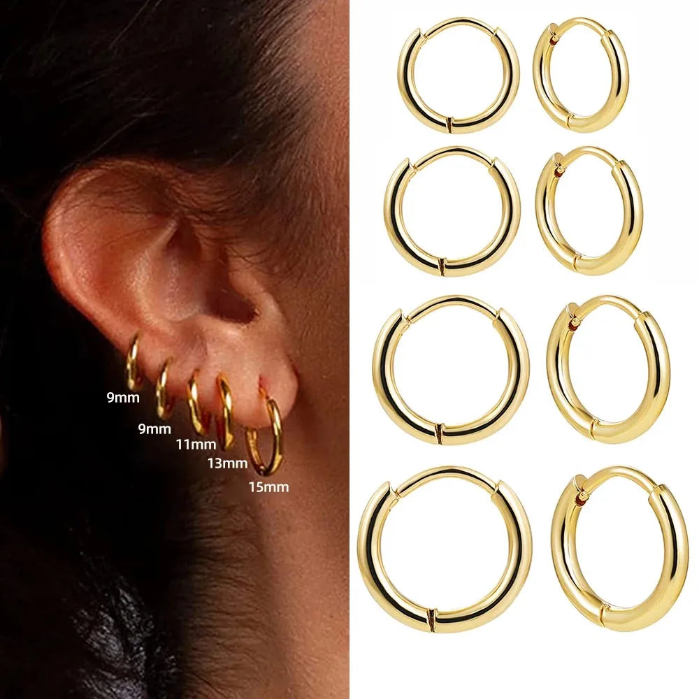 15/20/25mm Stainless Steel Hoop Earring Set | Silver Cartilage Huggie Earrings for Wo alternate view