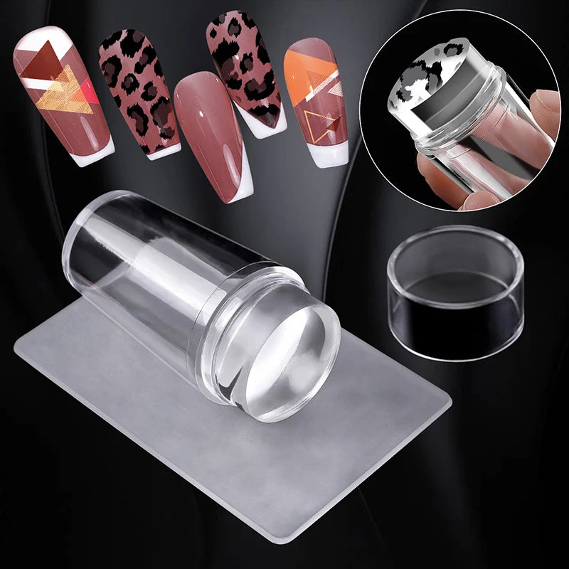 Nails Art Stamping Plates Kit French Manicure Design Plate Stamp Polish Stencil Templa close-up view