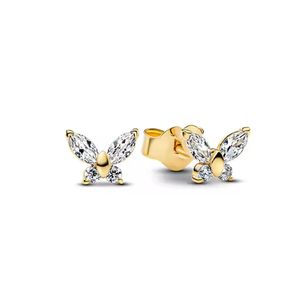 925 Silver Heart and Butterfly Stud Earrings | Elegant Fine Jewelry Gift for Women alternate view
