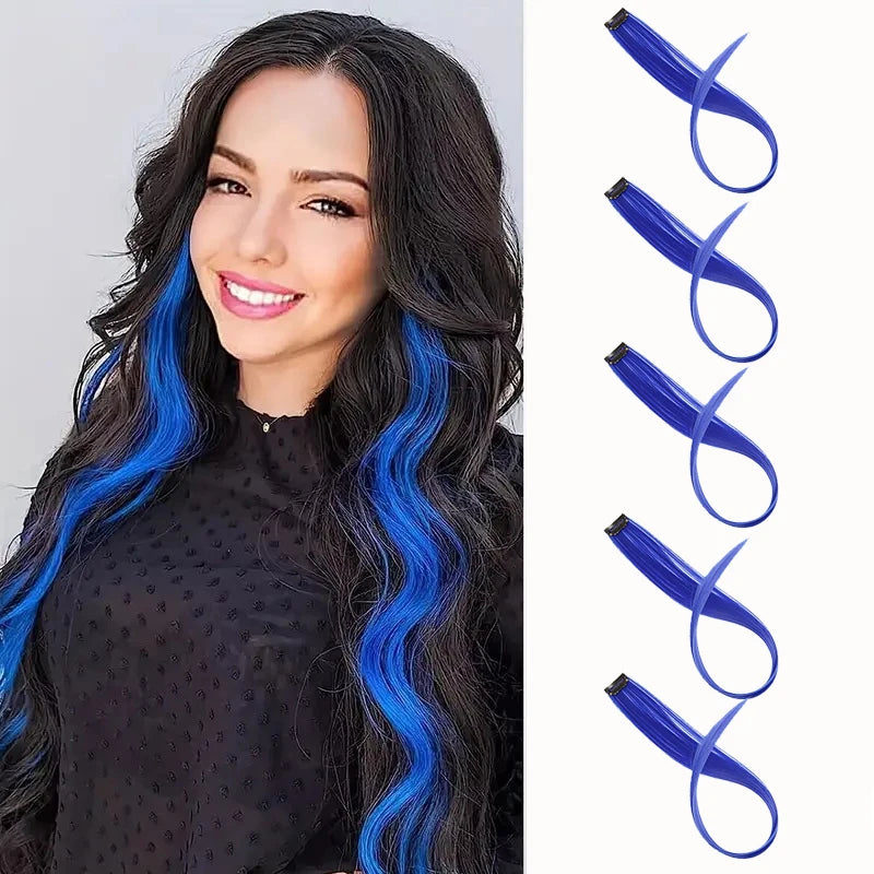 22 Inch Ombre Rainbow Clip In Hair Extensions | 5 Pcs Heat Resistant Synthetic Hairpi lifestyle view