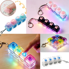 LED Keyboard Keychain Fidget Toys Crystal Clicker Sensory Toy for Stress Relief Keybo alternate view