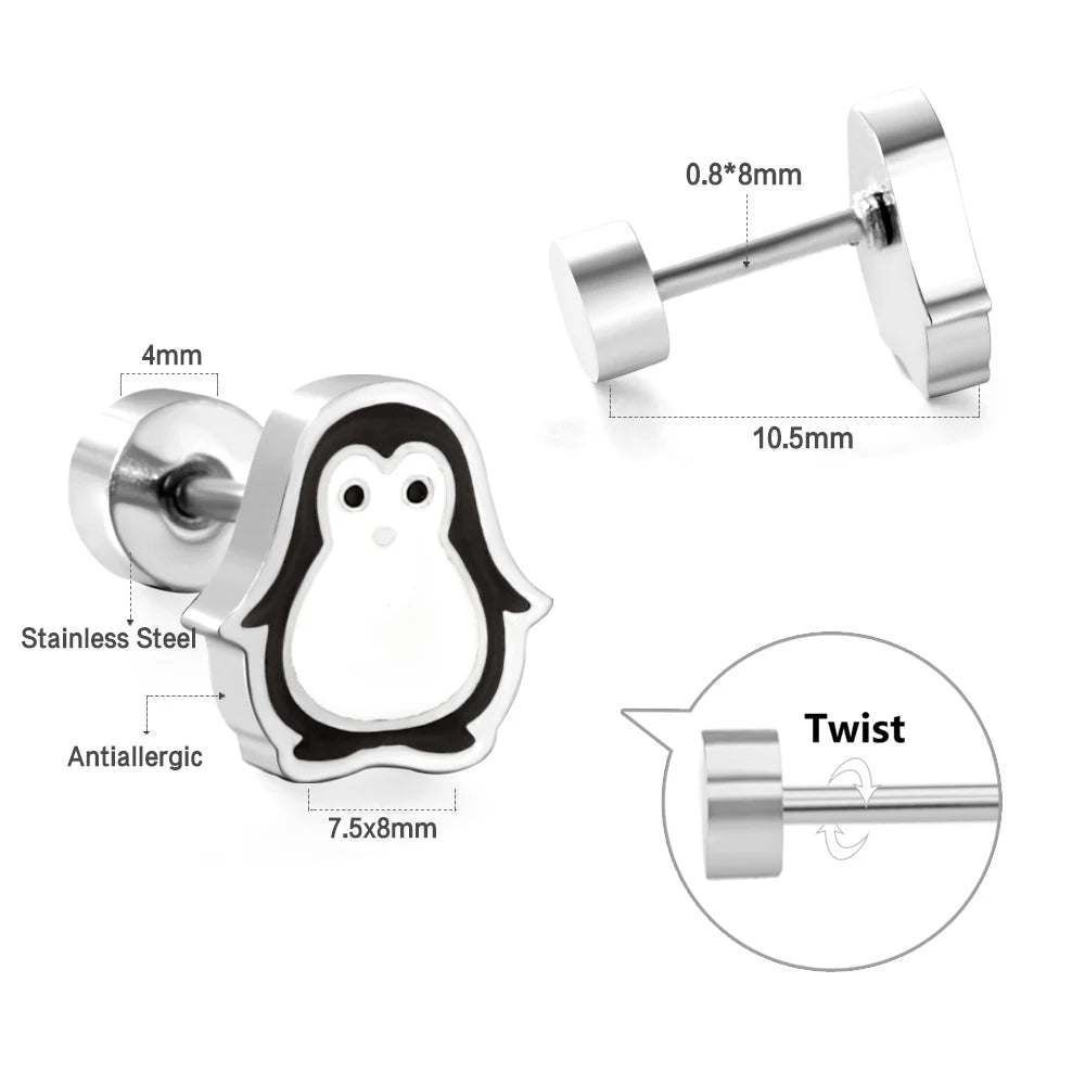 Cute Acrylic Animal Stud Earrings | Surgical Steel Hypoallergenic Earrings for Wome additional angle