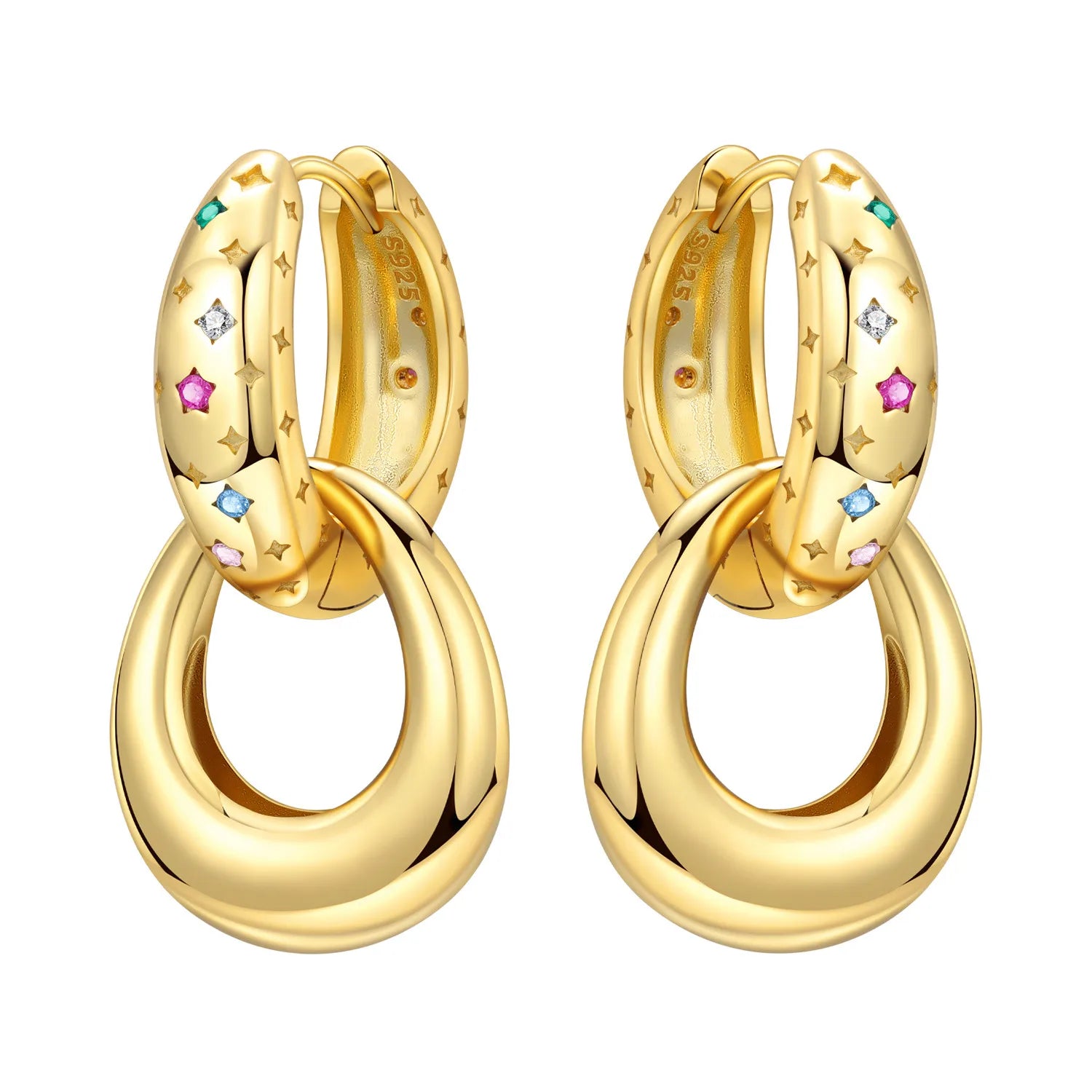 Original 925 Sterling Silver Planet Starlight Earrings Fashion 18K Gold Hoop Earring lifestyle view