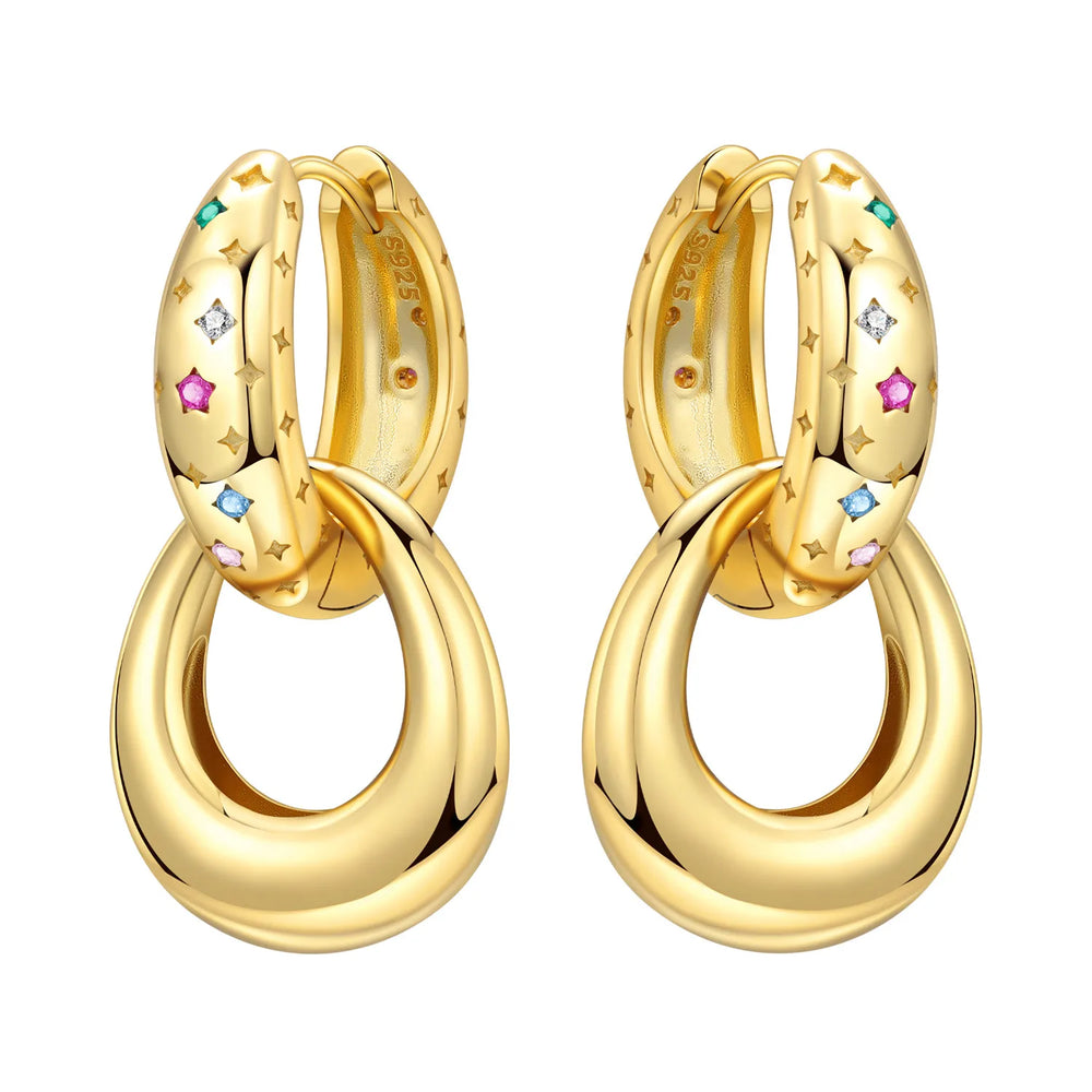 Original 925 Sterling Silver Planet Starlight Earrings Fashion 18K Gold Hoop Earring lifestyle view