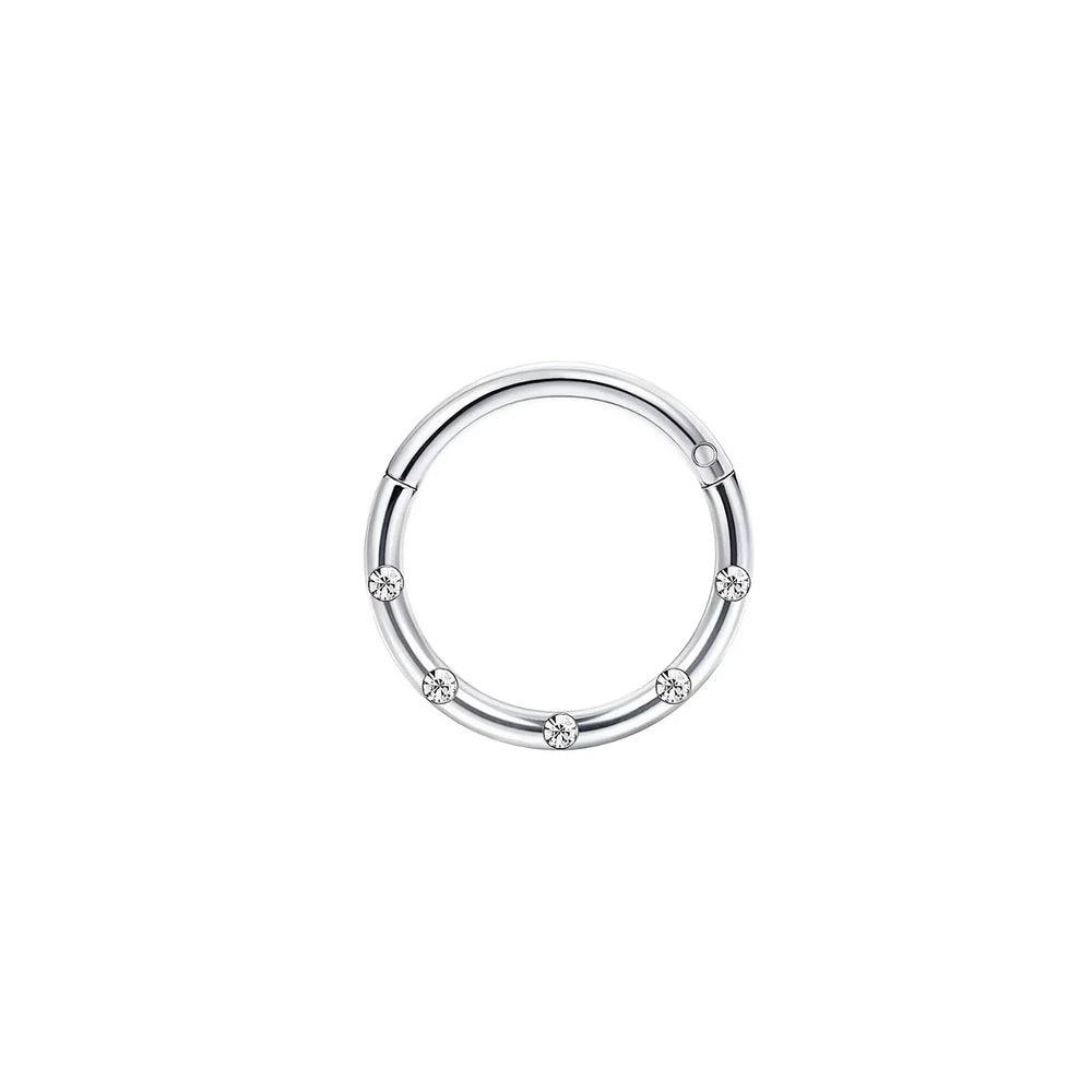 1-5pcs 16G Fashion 316L Stainless Steel CZ Hinged Septum Clicker Nose Hoop Rings,Dait lifestyle view
