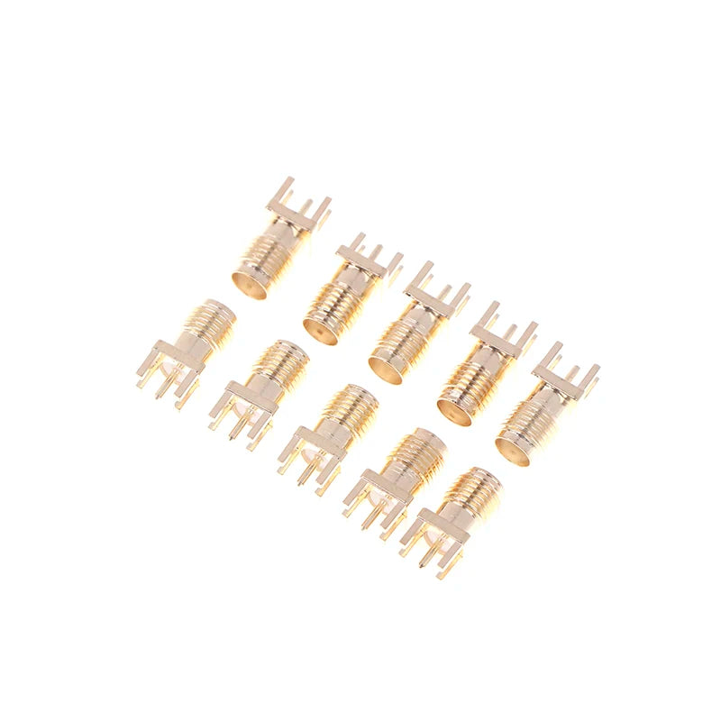 SMA Female Jack PCB Edge Mount Adapter Connector | 10-Pack Gold Plated RF Coaxial Connec detail view