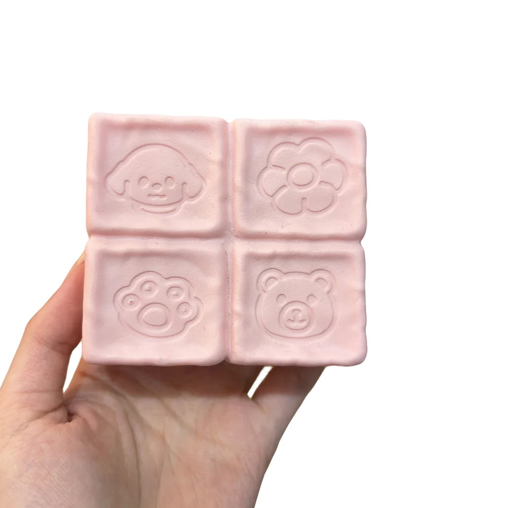 Squishy Strawberry Cube Stress Relief Toy | Slow Rebound Sensory Fidget Squeeze close-up view
