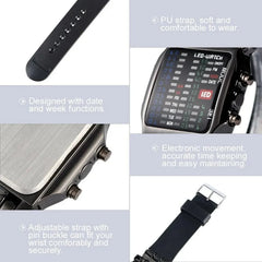 Binary Led Watch Creative Waterproof Business Electronic Watch Mens Trend Luminous Gift detail view