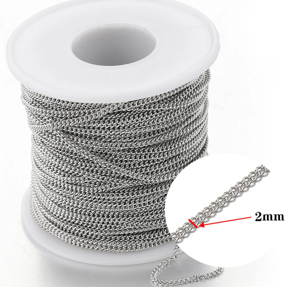 2Meters Stainless Steel Link Cable Gold Chains for DIY Jewelry Making Rolo Chain Bead alternate view