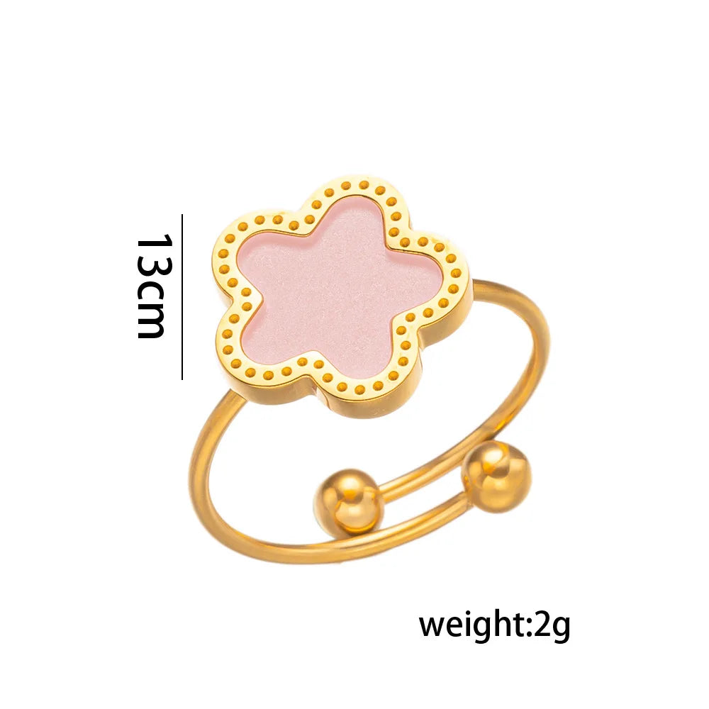 14K Gold Plated Stainless Steel Necklace Woman Five Leaf Petals Double Sided Necklaces f detail view