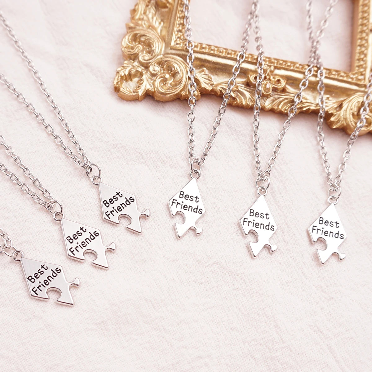 Friendship Pendant Necklace Set for Women | 6 Pcs BFF Jewelry Gift close-up view