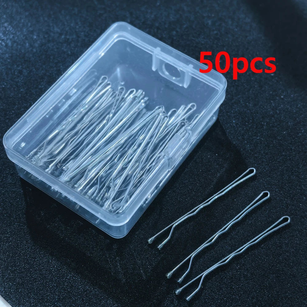 50pcs/Box Metal U Shaped Hair Clips Wedding Bridal Bobby Pins Alloy Waved Hairpins Fo alternate view