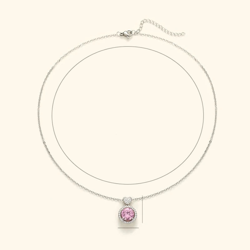 Huitan Romantic Pink Cubic Zirconia Pendant Necklace for Women Engagement Wedding P additional angle