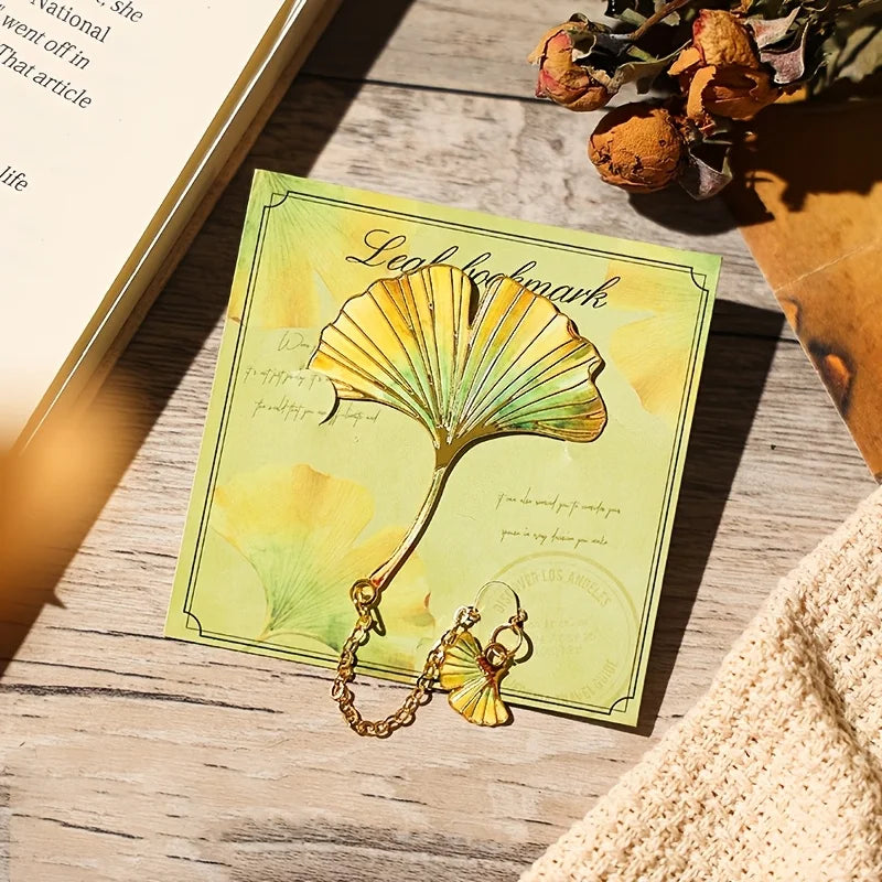 1 Pcs Vintage Leaf Bookmark With Metal Pendant Reading Accessory Gift for Book Lovers lifestyle view
