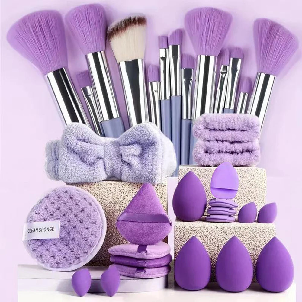 33pcs beauty set makeup kit large and small beauty sponges for flawless makeup application and remov