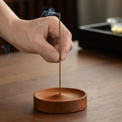 Solid Walnut Incense Burner | Handmade Wood Backflow Tea Ceremony Holder alternate view