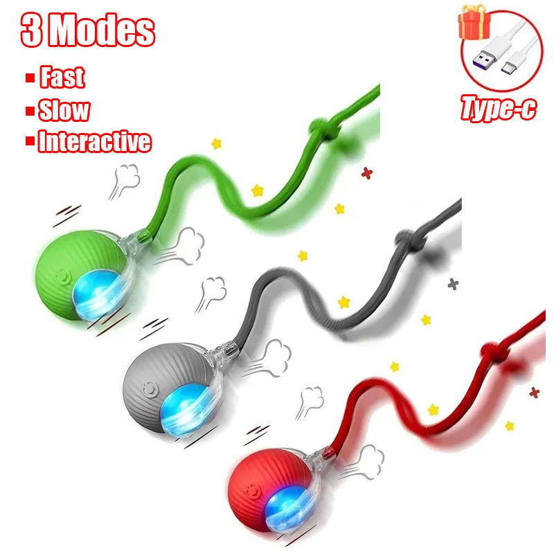 New Cat Interactive Ball Toy Automatic Rolling Ball Faux Tail Rechargeable Smart Pet Ele detail view