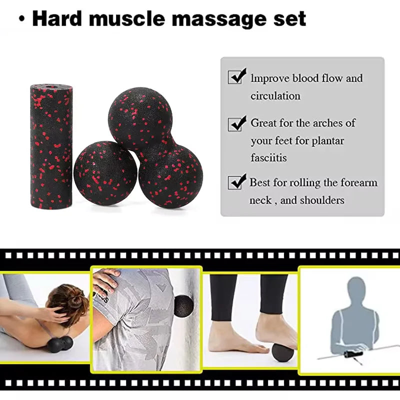 Yoga Peanut Ball Set | Massage Balls and Foam Block for Muscle Recovery additional angle