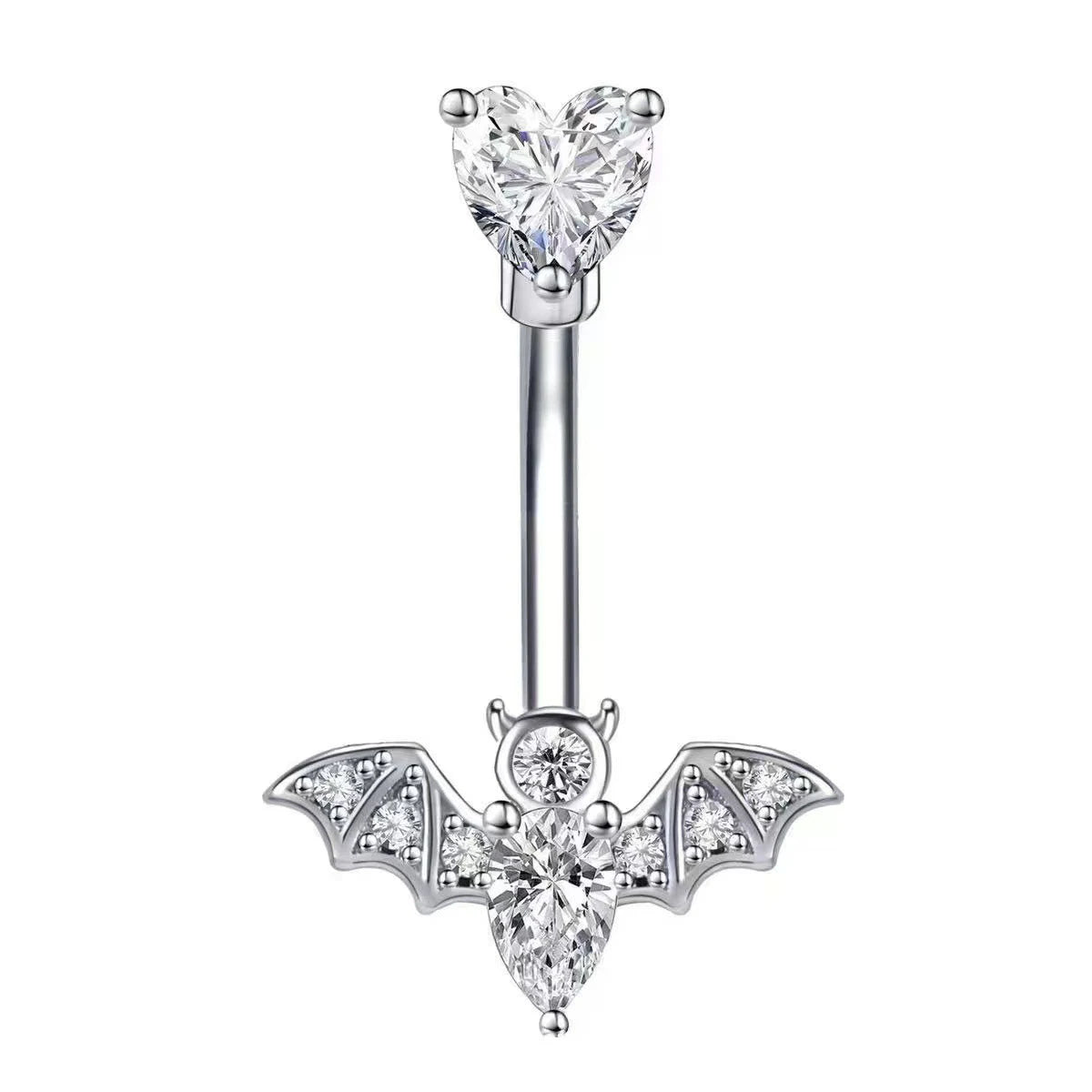 Gothic Punk Zircon Bat Navel Piercing Belly Ring Barbell Earrings Belly Button Rings alternate view