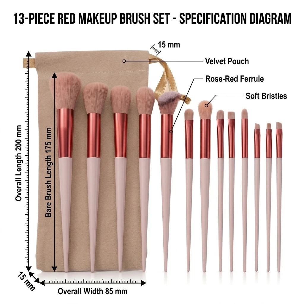 13 PCS Makeup Brushes Set Eye Shadow Foundation Women Cosmetic Brush Eyeshadow Blus additional angle
