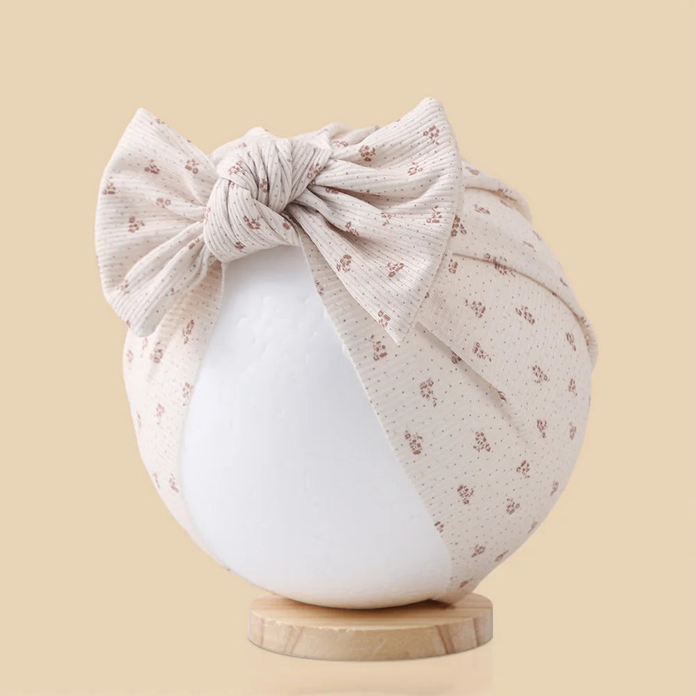 Baby Turban Hats with Prints | Soft Knit Newborn Caps additional angle