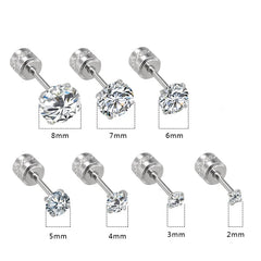 1Pair Stainless Steel Crystals Stud Earrings | Classic Screw-Back Jewelry close-up view