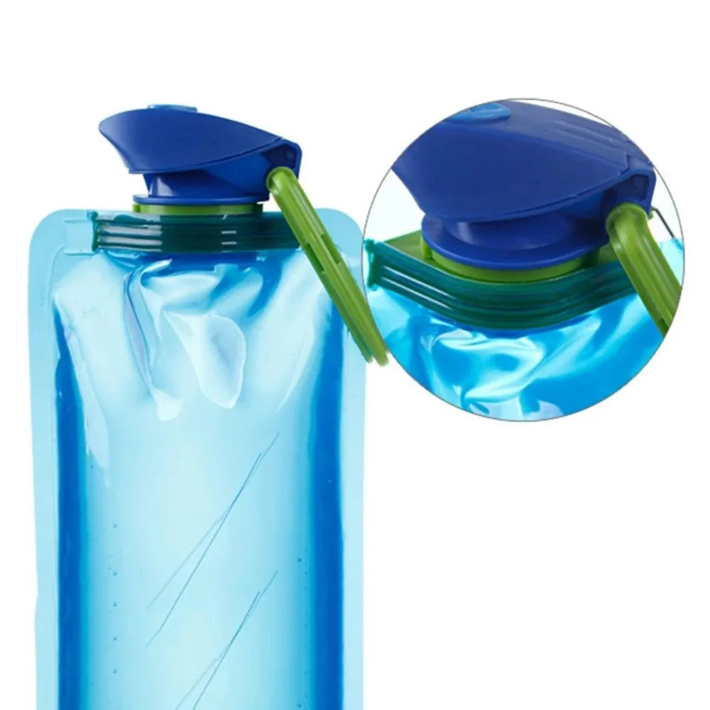 Foldable Water Bottles Flexible Reusable Travel Water Bottle Plastic Water Pouch Soft lifestyle view