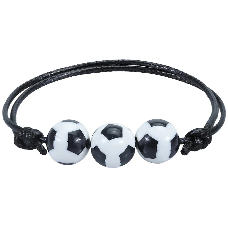 5/10pcs Football Baseball Basketball Beads Charm Adjustable Bracelets for Sports Them lifestyle view