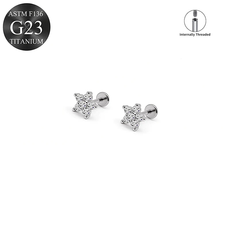 EVISPOL ASTM F136 G23 Titanium Tiny CZ Labret Lip Stud Earring for Women 16G Heart Ca alternate view