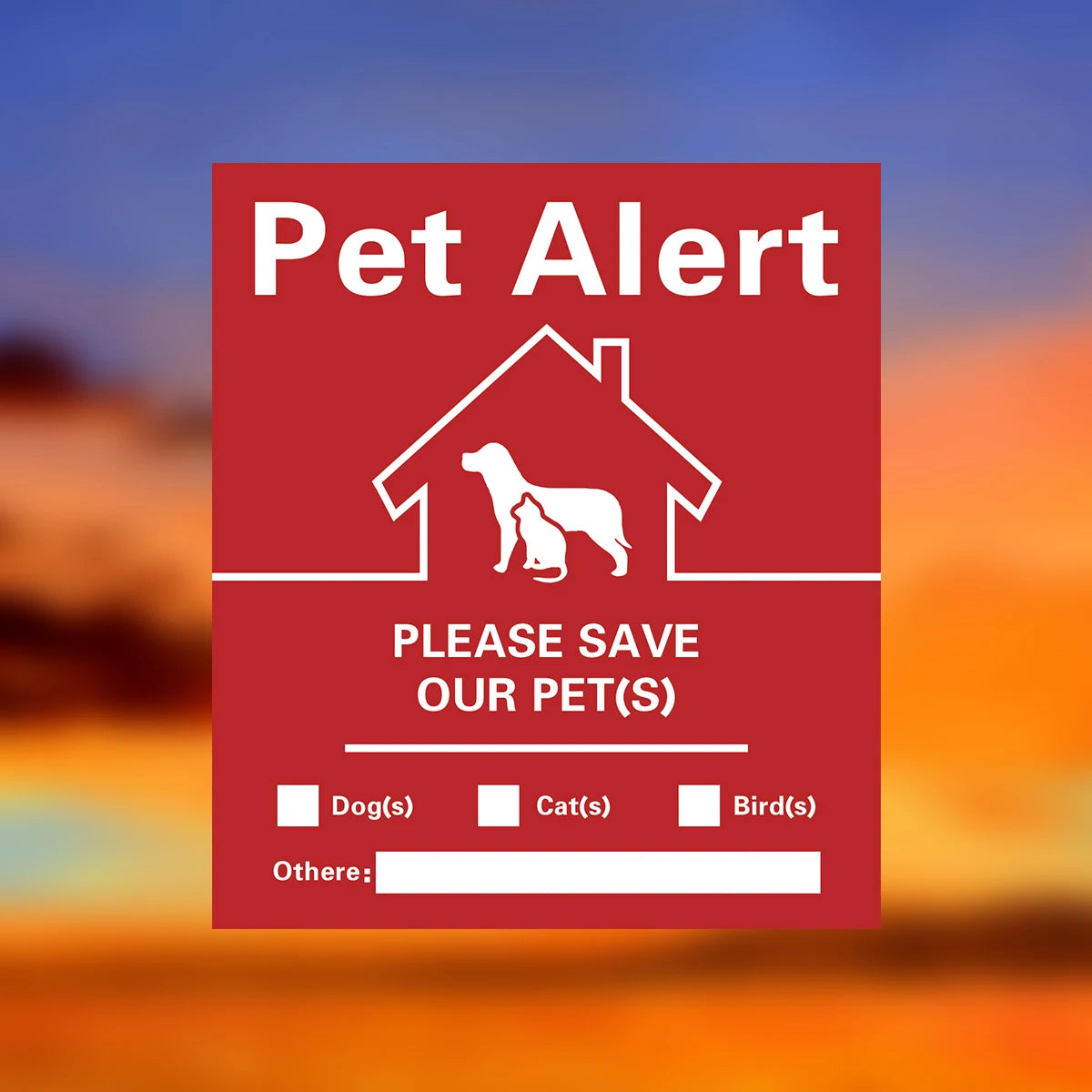 Pet Alert Stickers | Emergency Pet Rescue Window Decals (4 Pack) additional angle