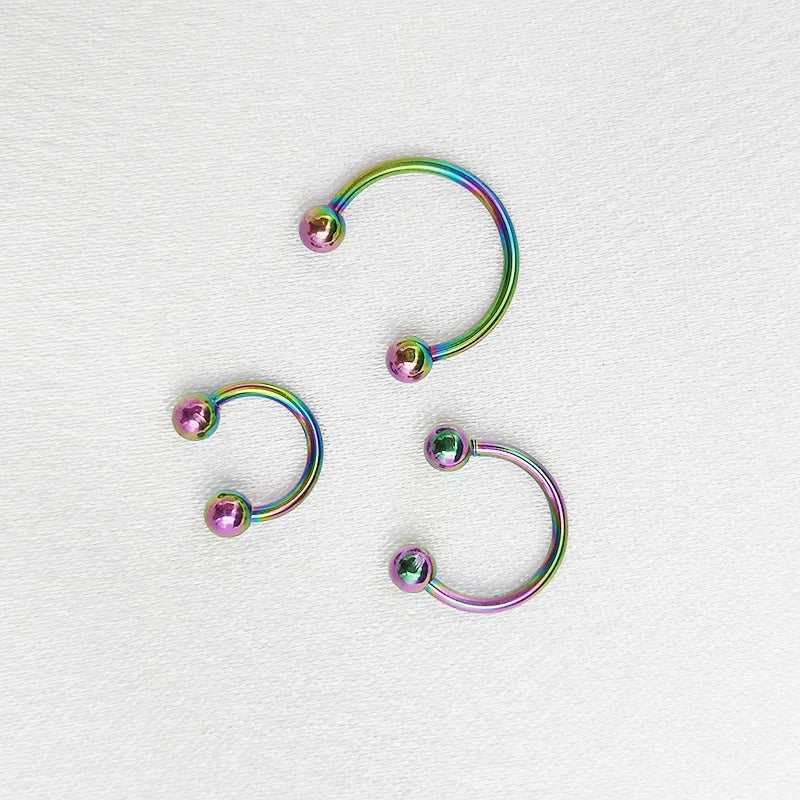 6PCS/Set Metal Horseshoe Fake Nose Ring C Clip BCR Septum Lip Stainless Steel Pierc additional angle