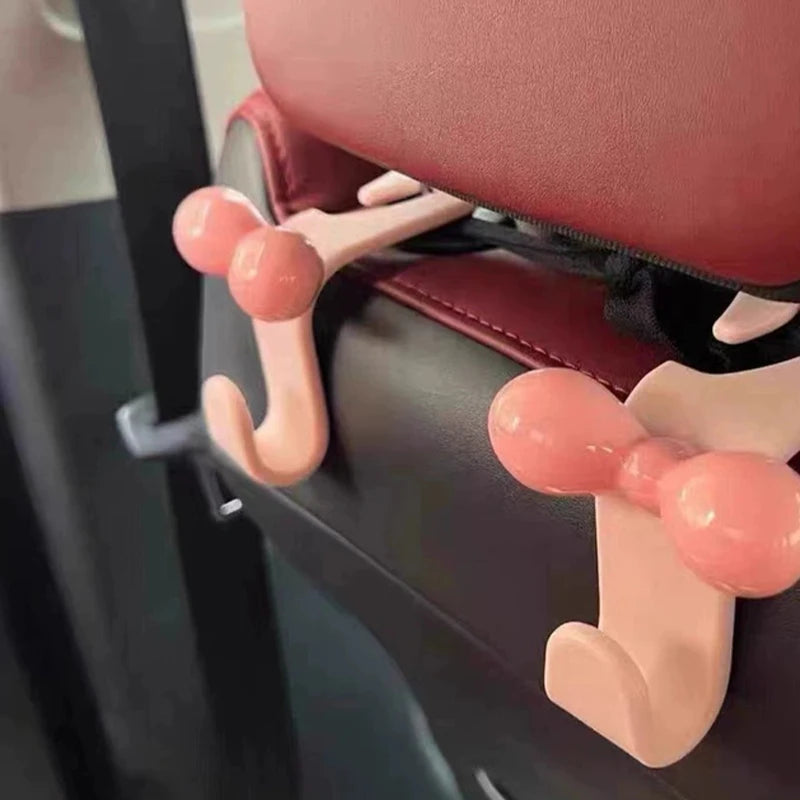 1pcs Cute Bow Pink Car Seat Back Hook Non Marking Headrest Hanger for Purse Umbrella lifestyle view