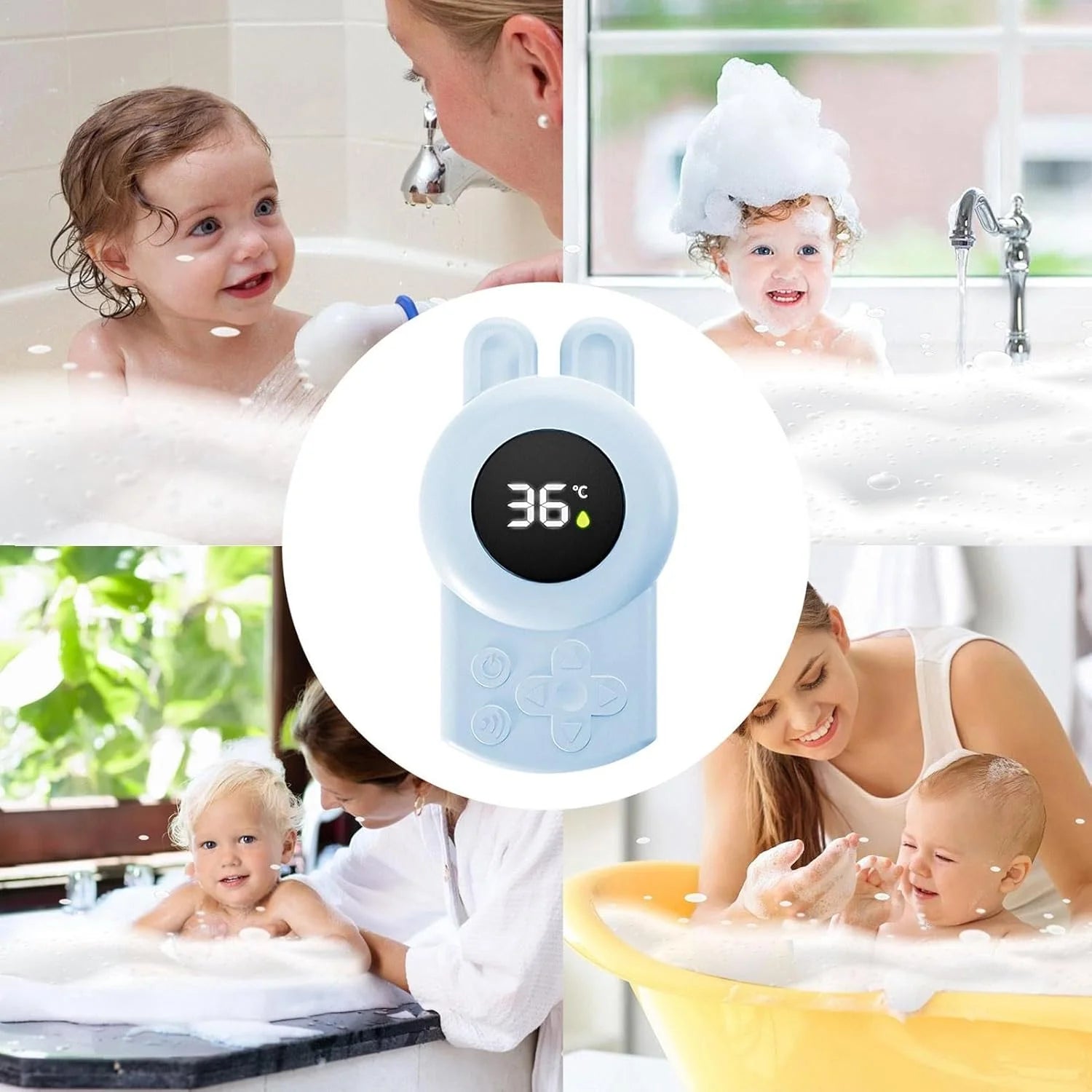 JUSTLANG Blue Seal Baby Bathtub Water Thermometer | Safe LED Temperature Sensor for K alternate view
