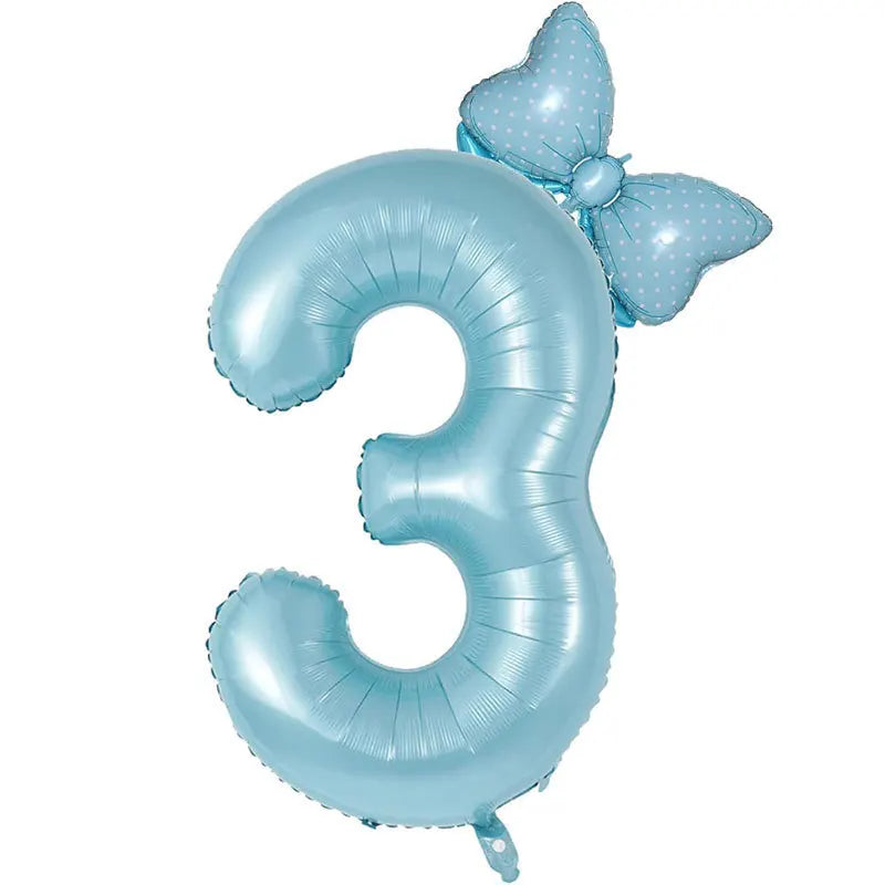 Number Foil Balloon Set with Bows | Birthday Party Decor alternate view
