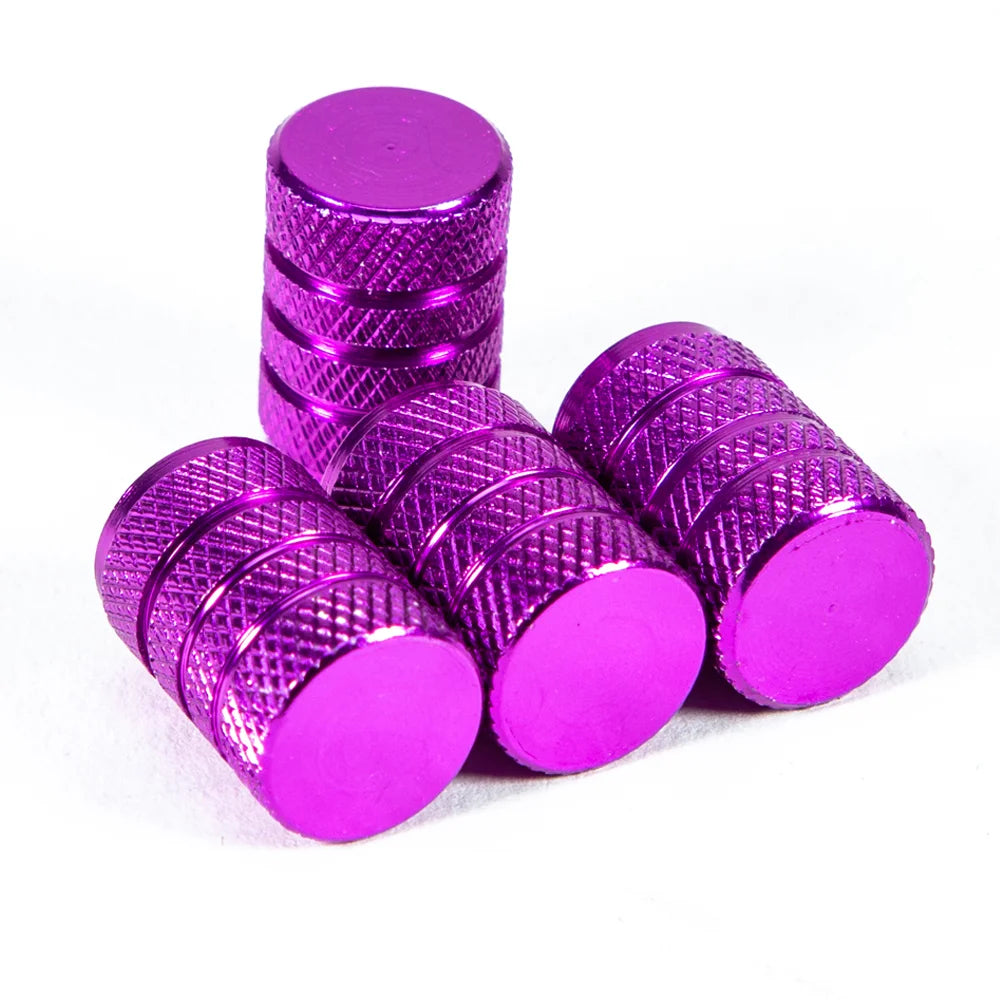 DSYCAR 4Pcs Silver Car Tire Valve Stems Cap Knurling Style Tire Valve Cap Aluminum Ti lifestyle view
