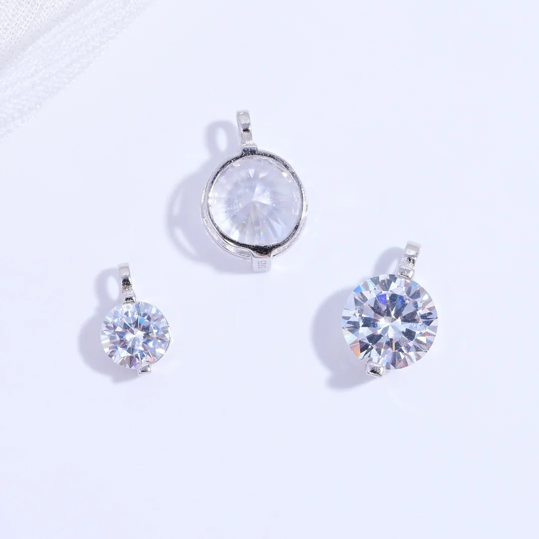 S925 Sterling Silver Inlaid Two-Claw Single Zircon Charm DIY Handmade Bracelet And Neckl detail view