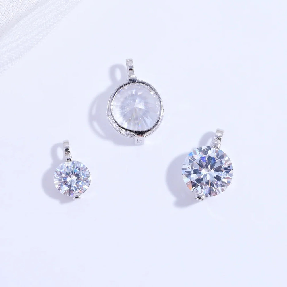 S925 Sterling Silver Inlaid Two-Claw Single Zircon Charm DIY Handmade Bracelet And Neckl detail view