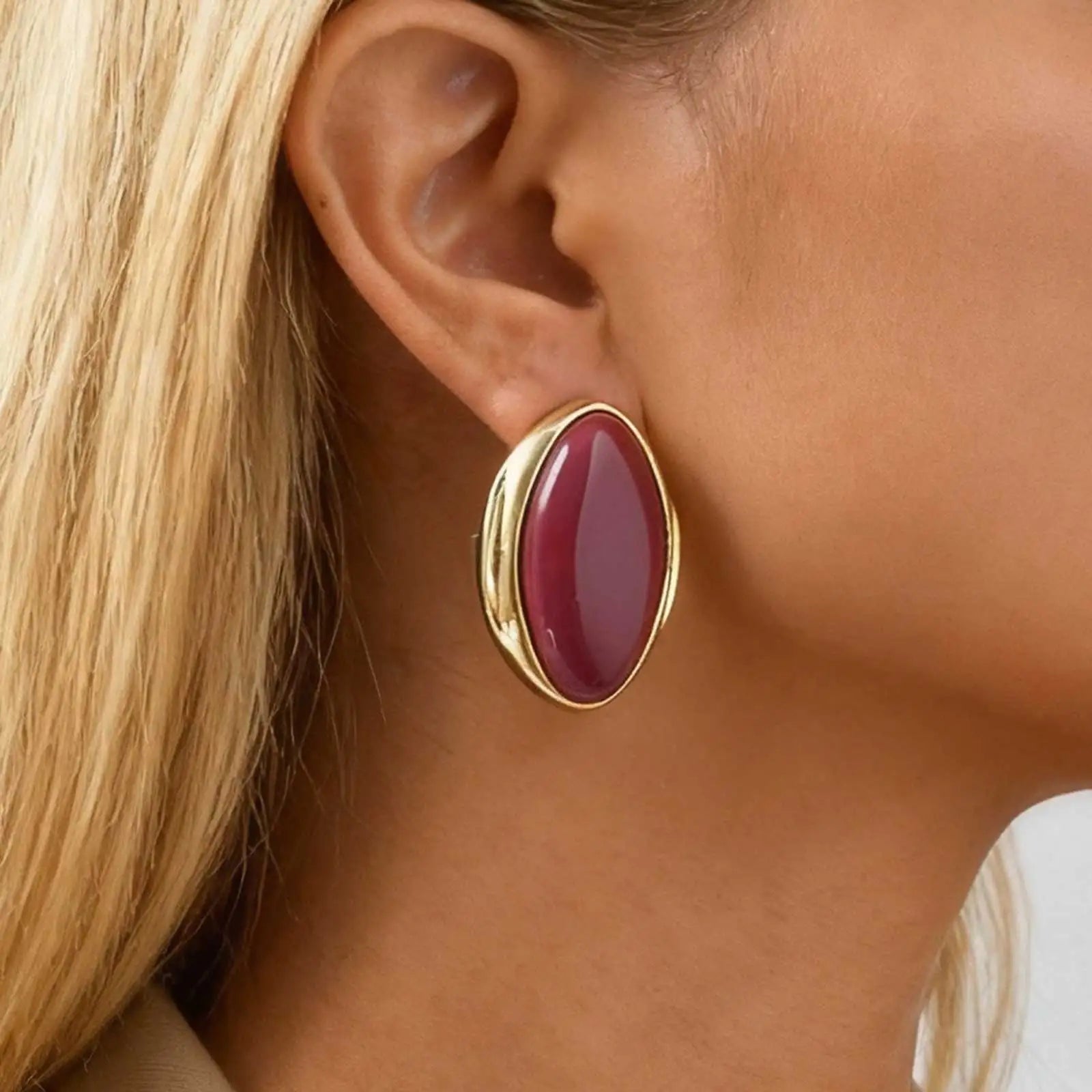 Exaggerated Retro Geometric Ellipse Stud Earrings for Women Personality Oval Earrings Trend Wedding Bride Party Dangle Jewelry