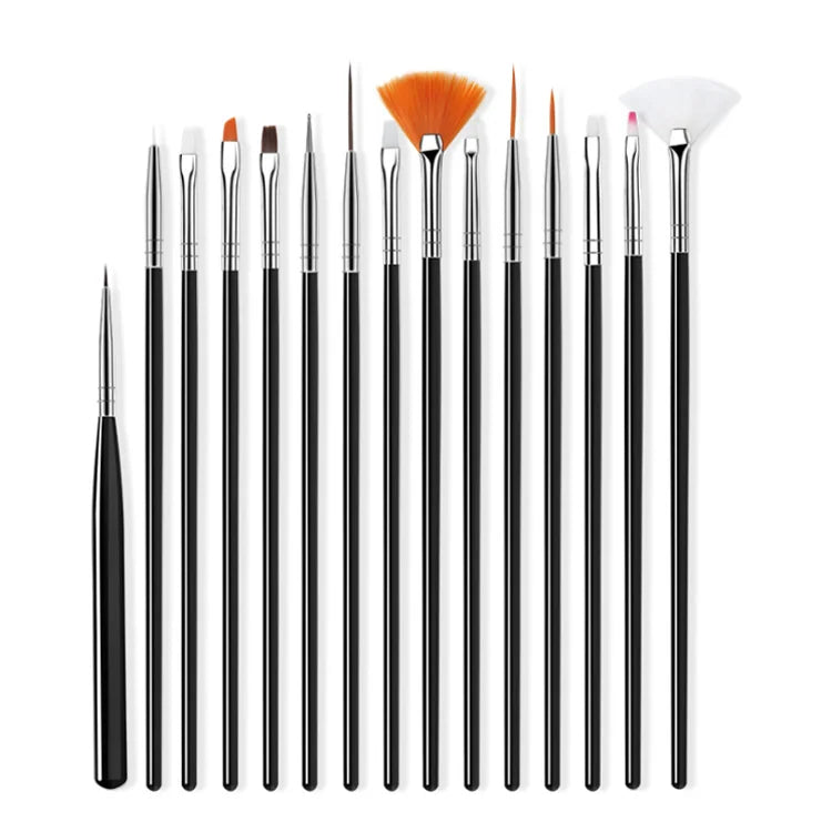 15Pcs Fine Detail Paint Brush Set Acrylic UV Gel Drawing Dotting Manicure Nail Art Desig detail view