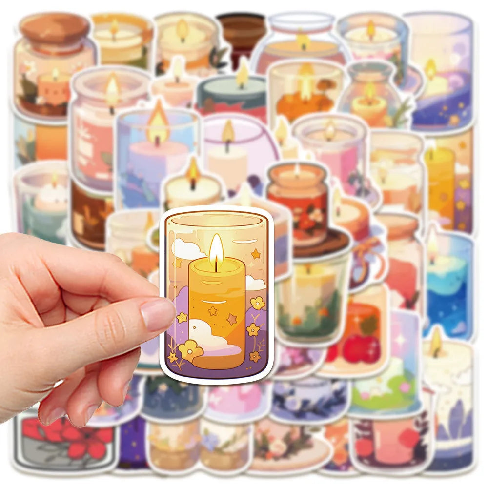 50-Piece Cozy Scented Candle Stickers | Waterproof Decals for Laptops, Notebooks, a additional angle