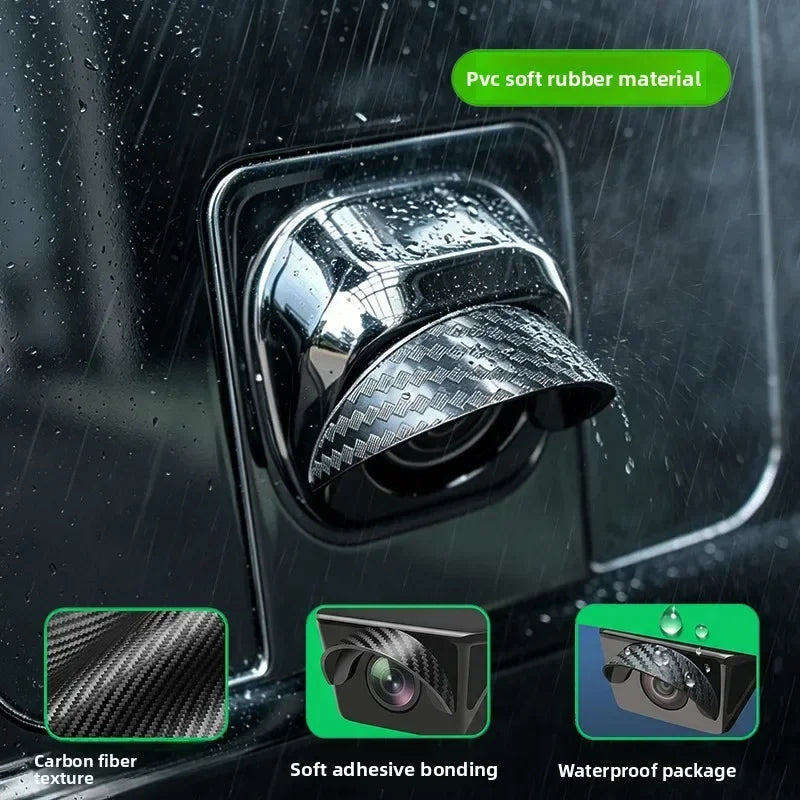 Car rear camera easy to stick protector, car reverse camera carbon fiber rain cover, waterproof, dustproof and sunscreen cover