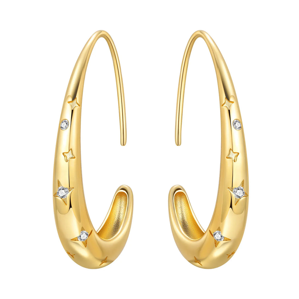 Orstarry S925 Sterling Silver 18k Gold Modern Square Earrings Hoop Earrings For Women Je detail view