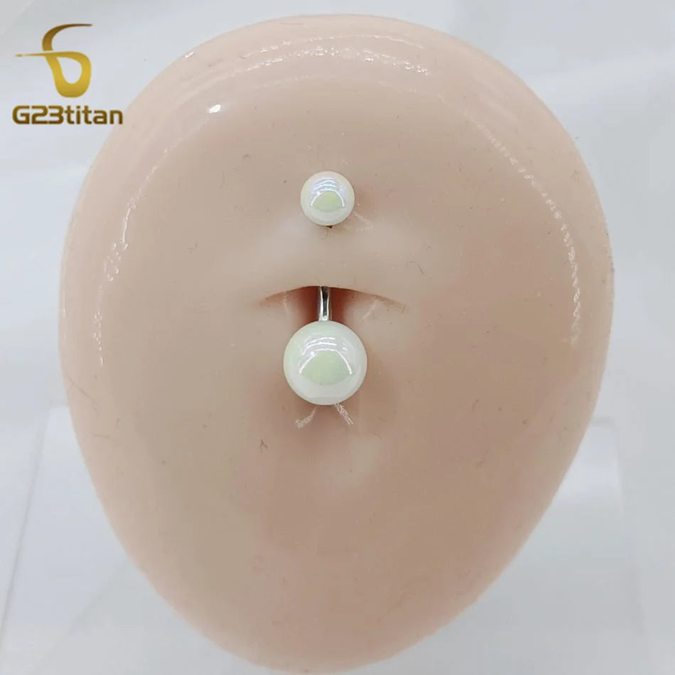 Fashion Titanium Steel Barbell Belly Button Rings 6-16mm Colorful Acrylic Ball Piercing detail view